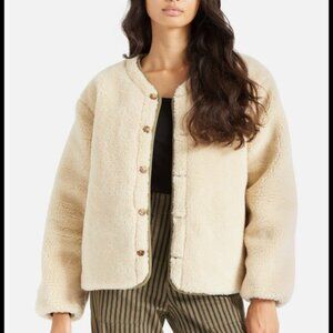 Brixton Sherpa Reversible Insulated Jacket Cream Olive M Cozy Gorpcore‎ Neutral